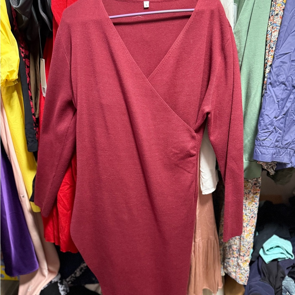 Elegant Burgundy Wrap Dress